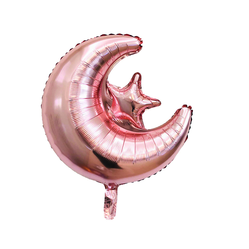 Brain Giggles - Eid Mubarak With Star & Moon Foil Balloon Set - Rose Gold