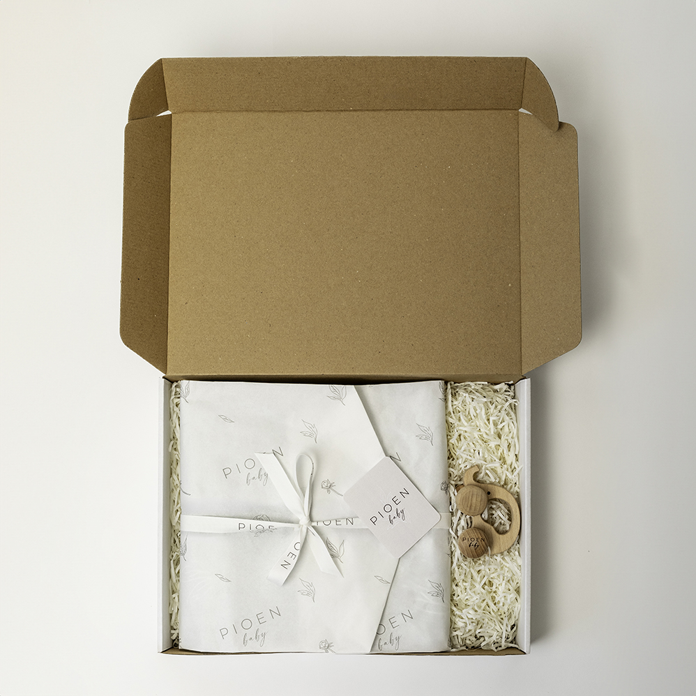 بيوين بيبي - مجموعة هدايا للأطفال من القطن العضوي - بيج - عبوة من 5 قطع