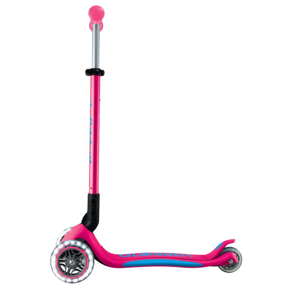 Globber - Primo Foldable Plus Lights Manual Scooter - Fuchsia/Sky Blue
