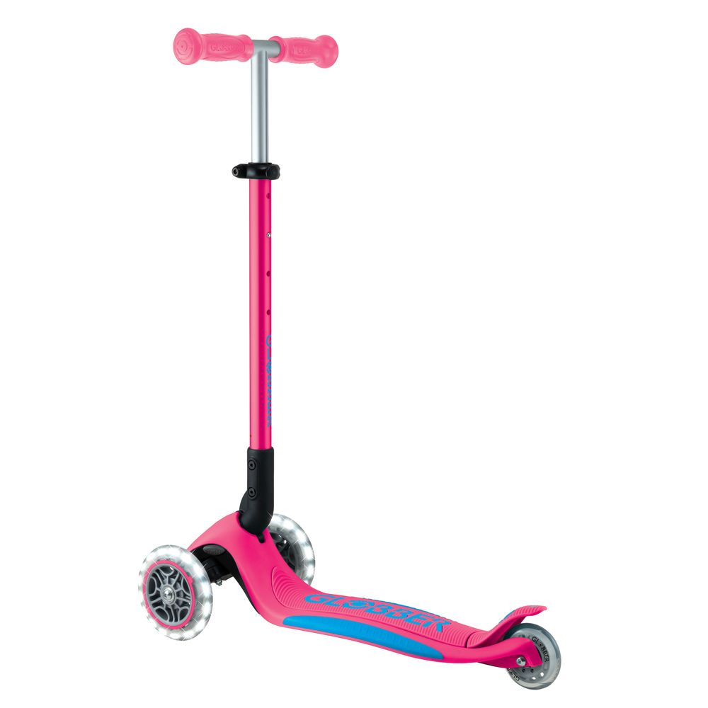 Globber - Primo Foldable Plus Lights Manual Scooter - Fuchsia/Sky Blue