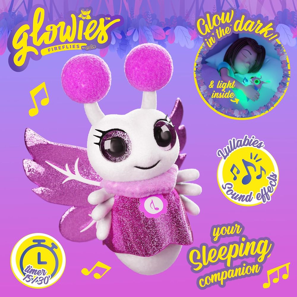 Glowies Fireflies Glow In The Dark Plush Toy - Pink/White