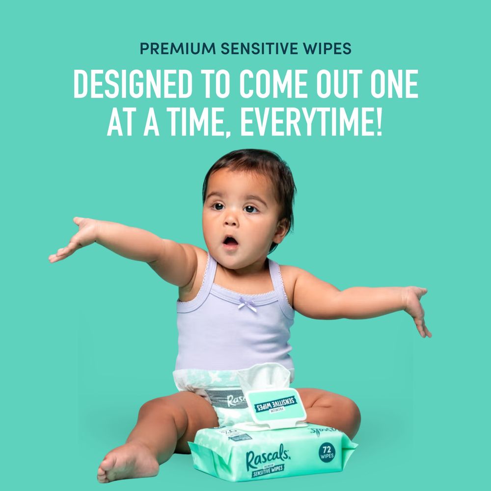 Rascals - Premium Baby Sensitive Wipes - Pack of 80 - 640pcs