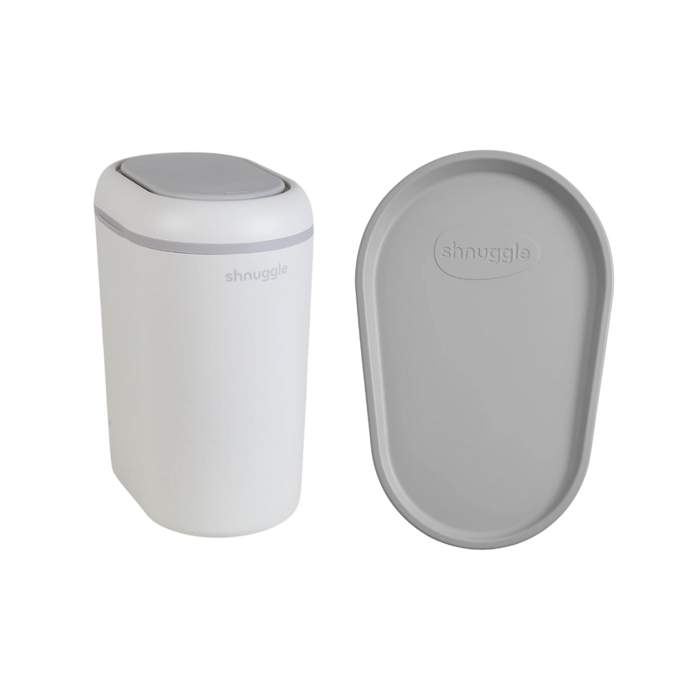 شناجل - حصيرة غيار حفاضات طرية مع سلة حفاضات - رمادي