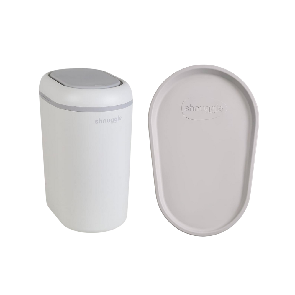 شناجل - حصيرة غيار حفاضات طرية مع سلة حفاضات - لون بني رمادي