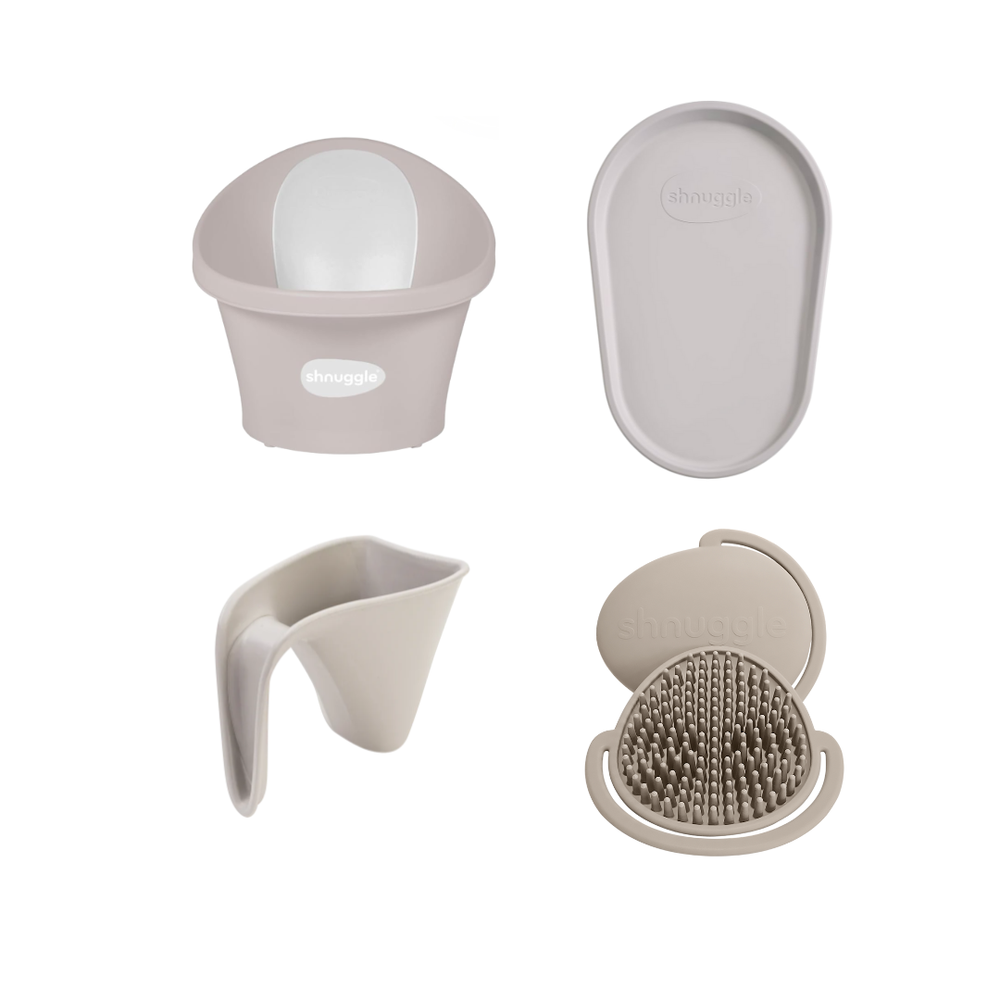 شناجل - مجموعة أدوات استحمام الأطفال - بني رمادي - 4 قطع