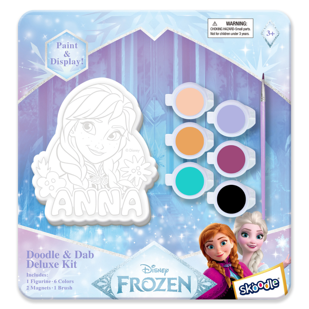 Disney - Princess Paint Your Own Anna Figurine Kit - Doodle And Dab Deluxe Craft Set With Paint Brush And Magnets - Creative Activity For Kids 3 Years And Above
