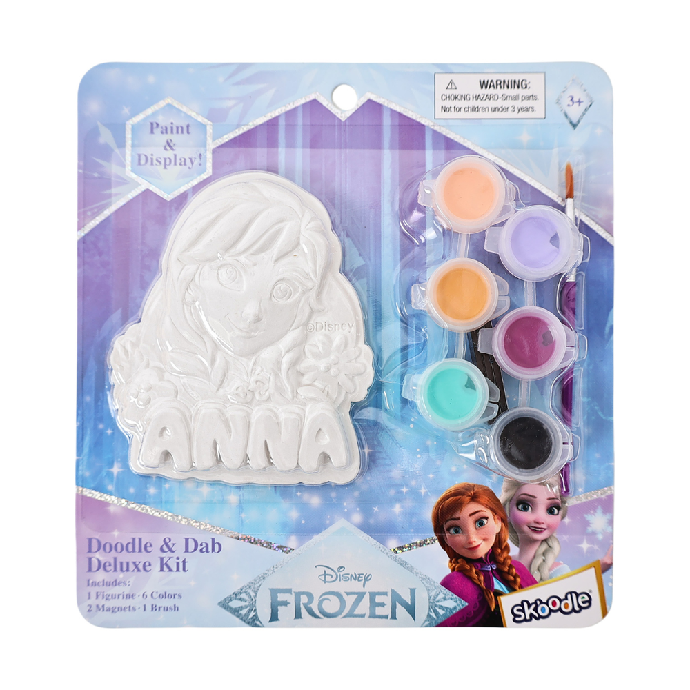 Disney - Princess Paint Your Own Anna Figurine Kit - Doodle And Dab Deluxe Craft Set With Paint Brush And Magnets - Creative Activity For Kids 3 Years And Above