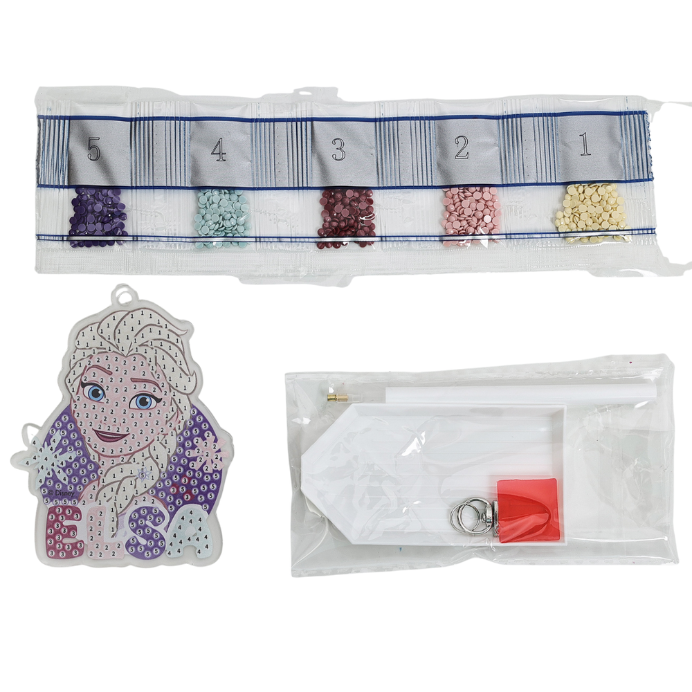 ديزني - مجموعة تزيين سلسلة مفاتيح فروزن بالحجارة - إلسا