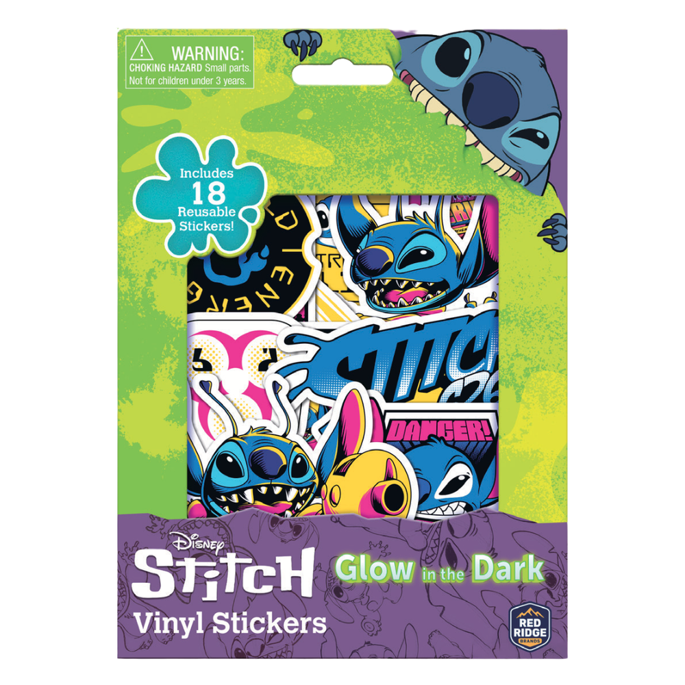 Disney - Stitch Man Glow-in-the-Dark Vinyl Stickers - 18pcs