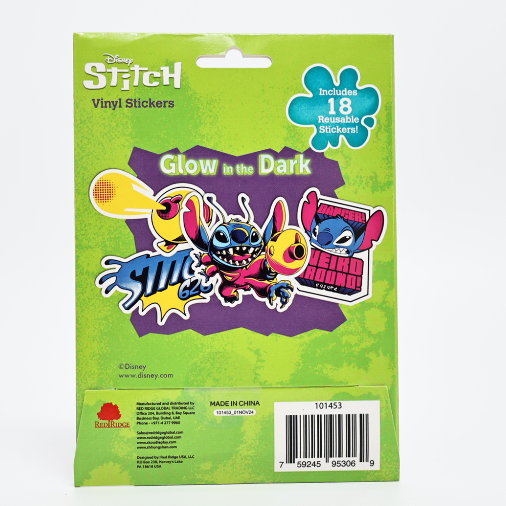 Disney - Stitch Man Glow-in-the-Dark Vinyl Stickers - 18pcs