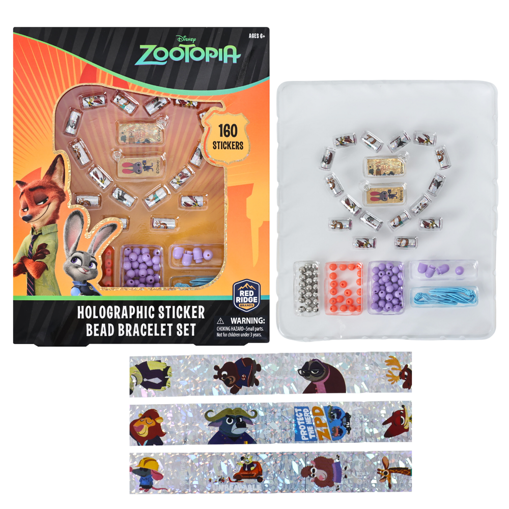 Disney - Zootopia Holographic Sticker Bead Bracelet Making Craft Set - Multicolor
