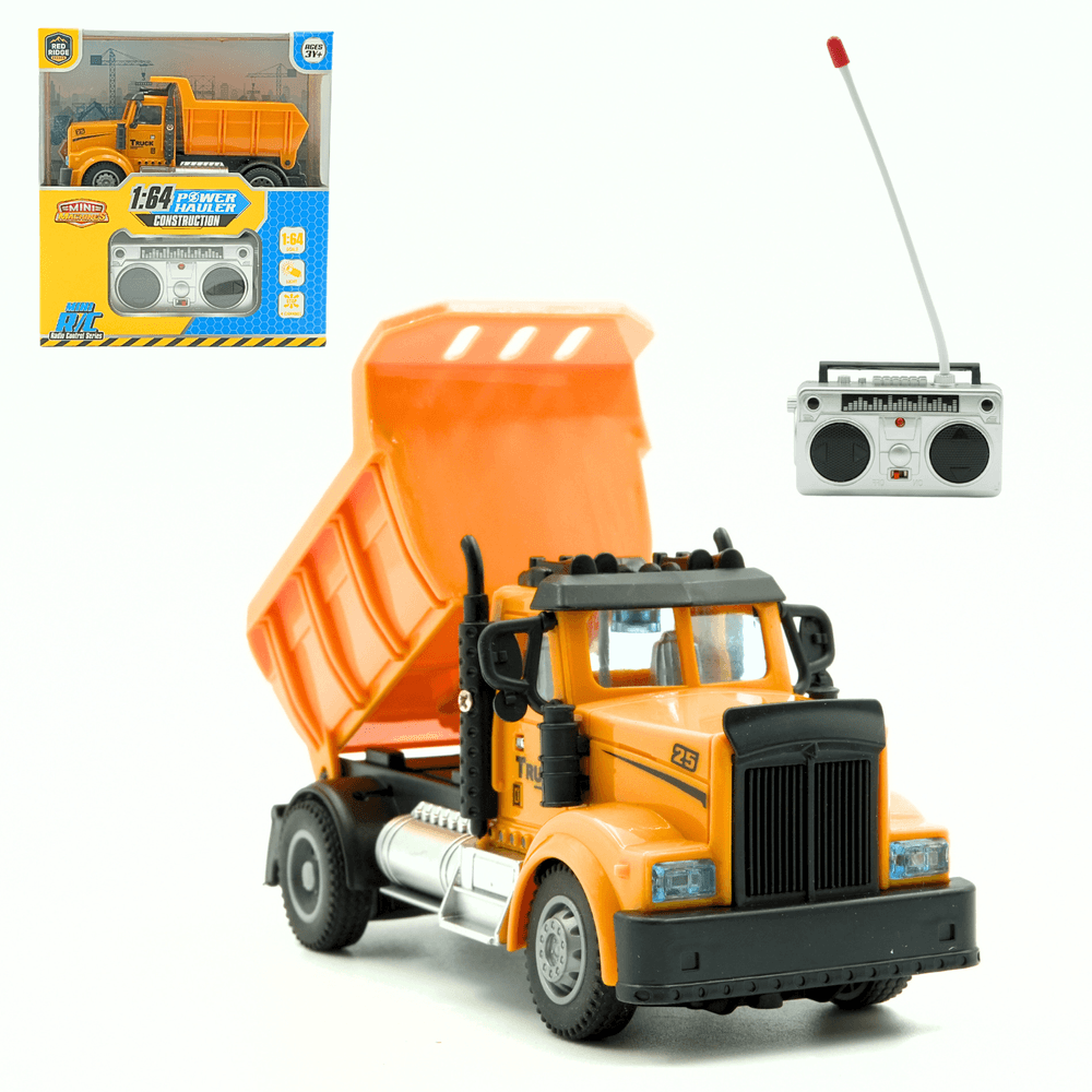 ريدريدج - شاحنة قلابة صغيرة تعمل بجهاز تحكم عن بعد بمقياس 1/64 - أصفر