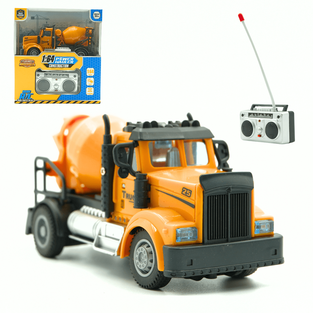 ريدريدج - خلاطة أسمنت صغيرة تعمل بجهاز تحكم عن بعد بمقياس 1/64 - أصفر