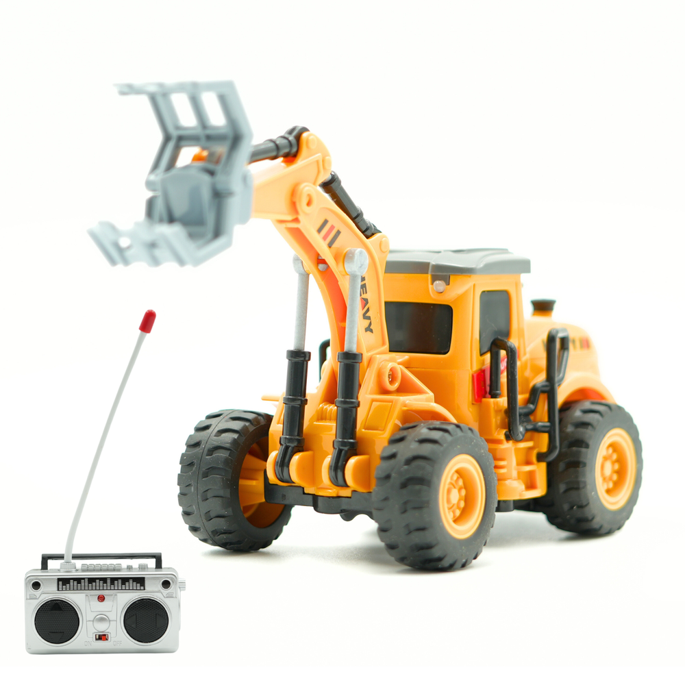 ريدريدج - حفارة بناء صغيرة بمخلب تعمل بجهاز تحكم عن بعد بأجزاء متحركة بمقياس 1/64 - أصفر
