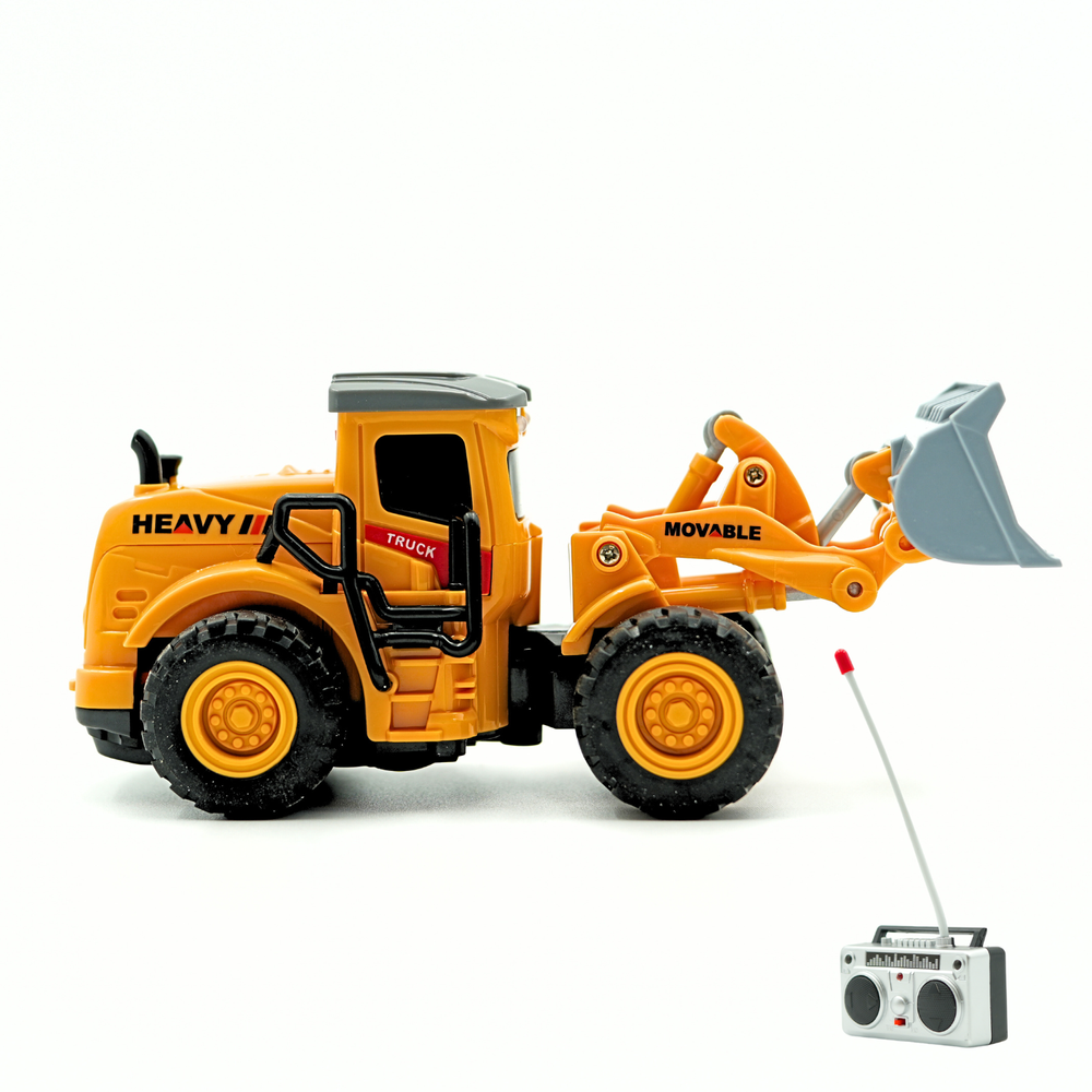 ريدريدج - جرافة انزلاقية صغيرة الحجم تعمل بجهاز تحكم عن بعد بمقياس 1/64 مع أجزاء متحركة - أصفر