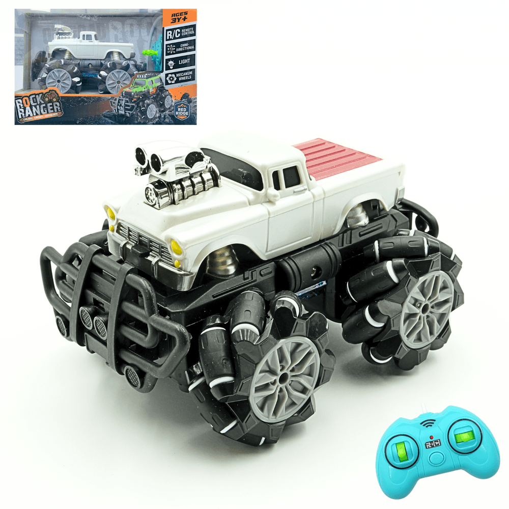 ريدريج - سيارة روك رينجر صغيرة تعمل بجهاز تحكم عن بعد بمقياس 1/64 - أبيض