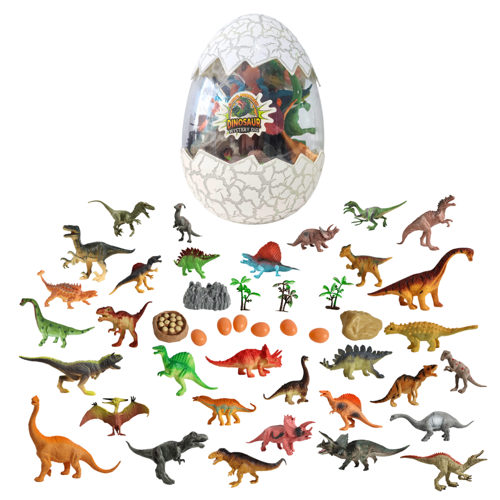 مجموعة ألعاب بيض الديناصورات الغامضة من سكودل - أكثر من 40 قطعة مع مجسمات ديناصورات