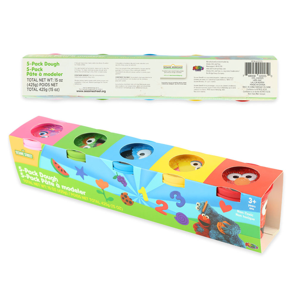 Sesame Street - Dough Cans Set - Color May Vary - 5 Pcs - 425 gm