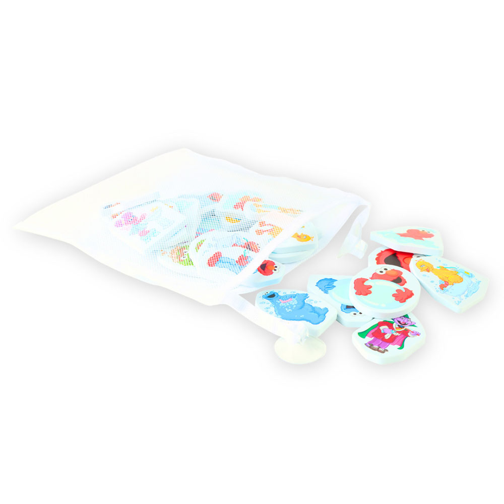 سيسمي ستريت - ملصقات استحمام إسفنجية مع كيس شبكي - 26 قطعة