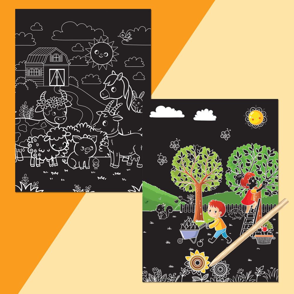 مجموعة أنشطة فنية وحرفية من هينكلر - خدش مفاجئ - حيوانات المزرعة