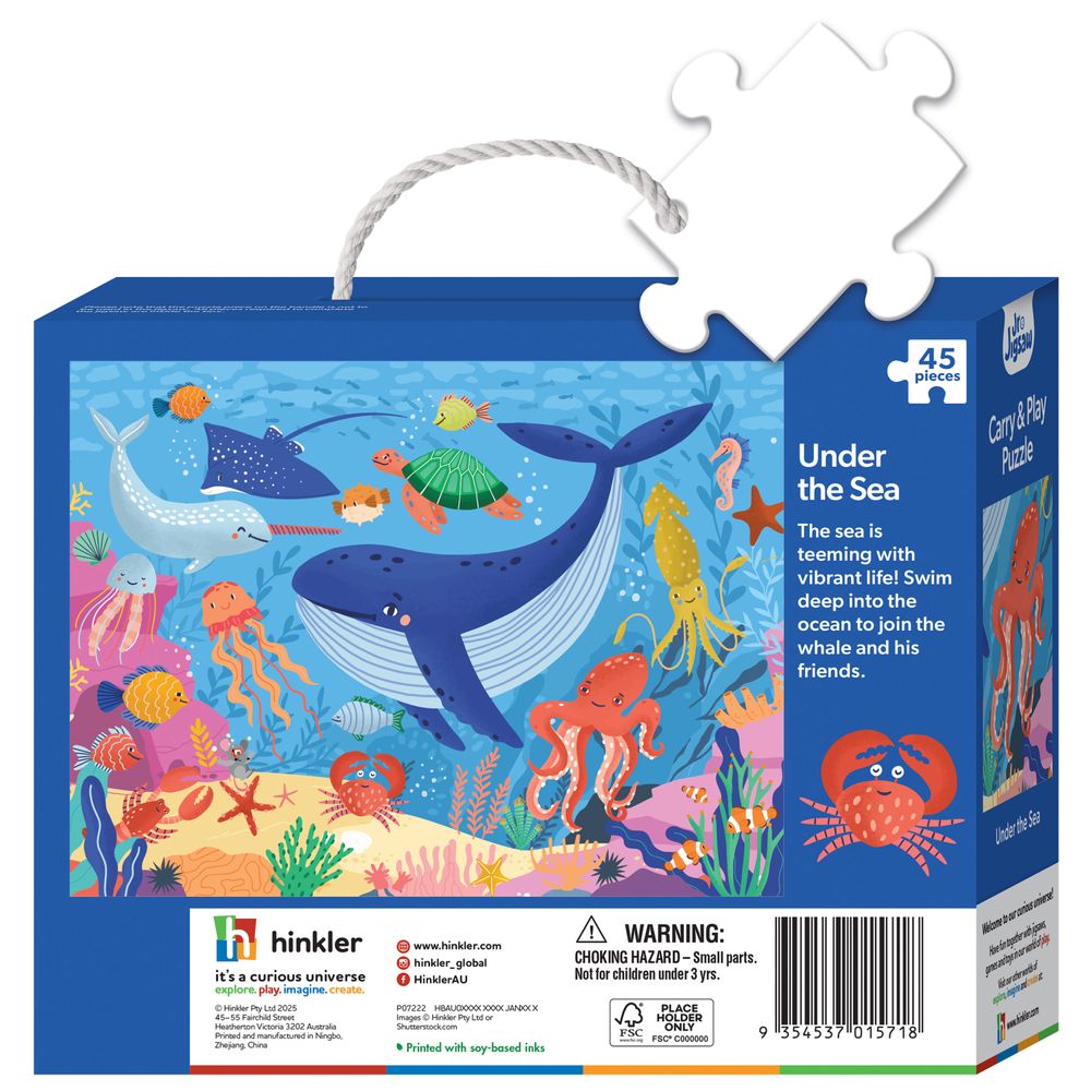 Hinkler - Junior Jigsaw Carry & Play Puzzle Set - Under The Sea - 45 Pcs