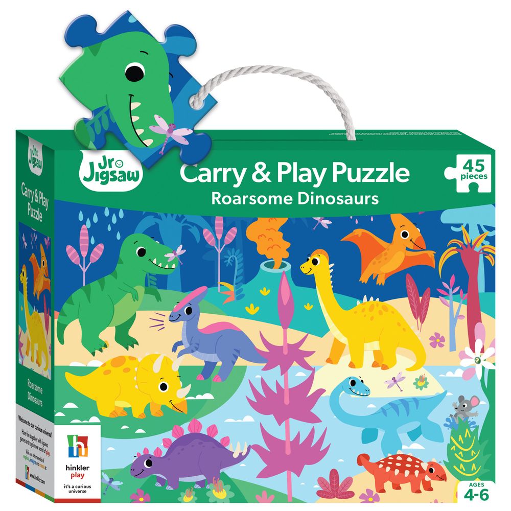 Hinkler - Junior Jigsaw Carry & Play Puzzle Set - Roarsome Dinosaurs - 45 Pcs