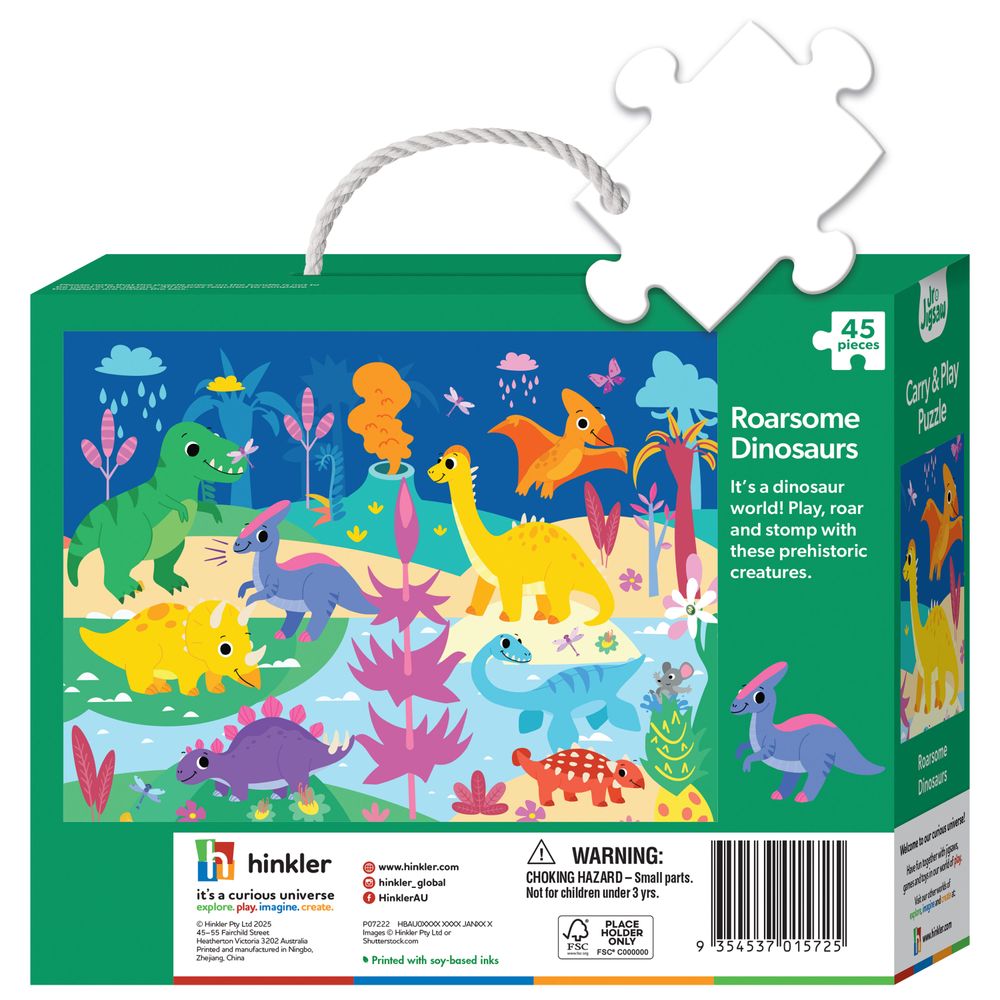 Hinkler - Junior Jigsaw Carry & Play Puzzle Set - Roarsome Dinosaurs - 45 Pcs