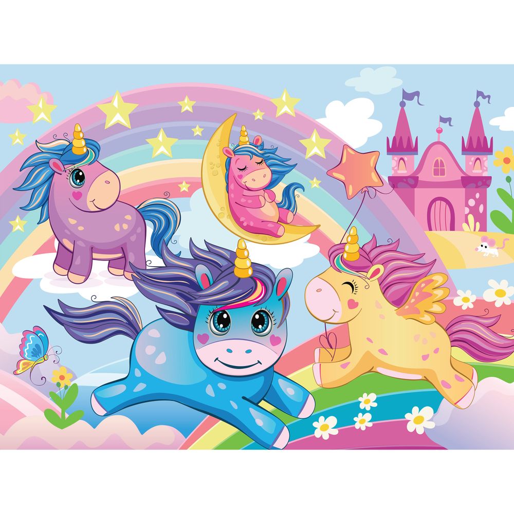 Hinkler - Junior Jigsaw Carry & Play Puzzle Set - Rainbow Unicorns - 45 Pcs