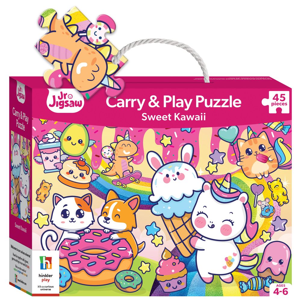 Hinkler - Junior Jigsaw Carry & Play Puzzle Set - Sweet Kawaii - 45 Pcs