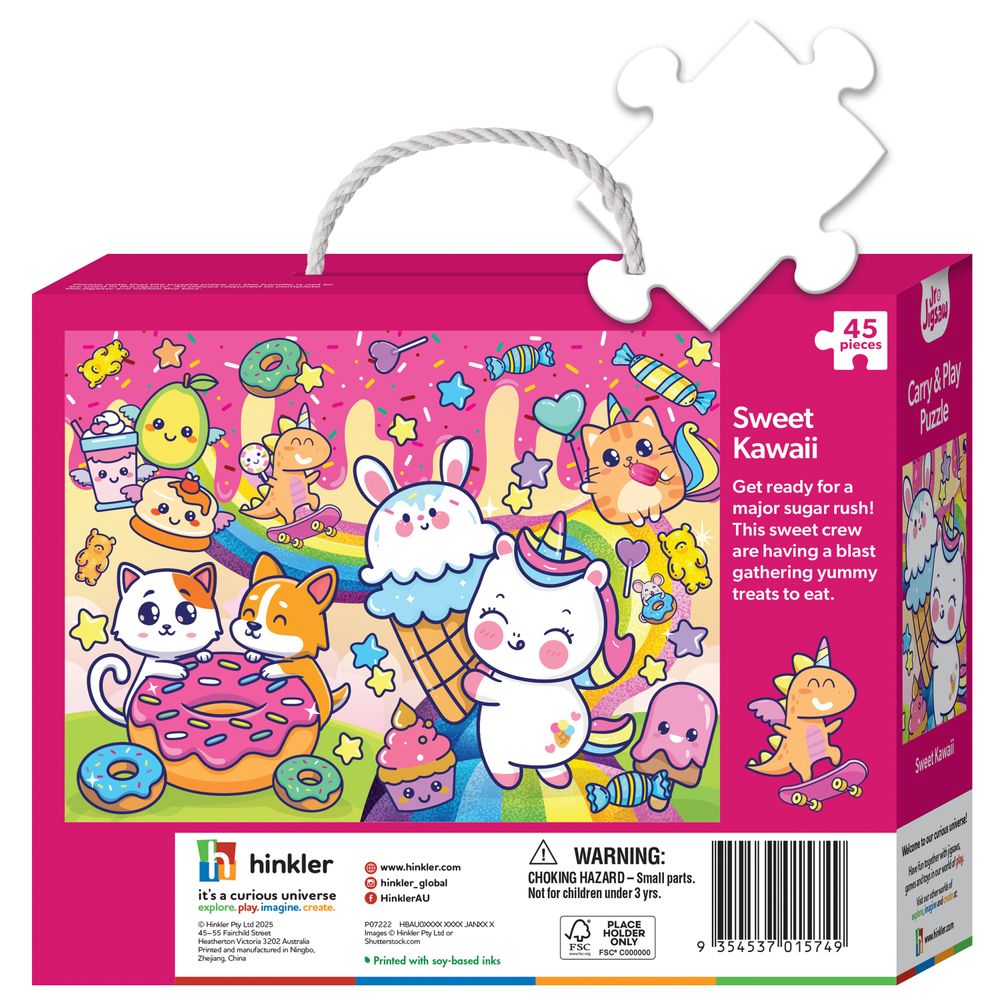 Hinkler - Junior Jigsaw Carry & Play Puzzle Set - Sweet Kawaii - 45 Pcs