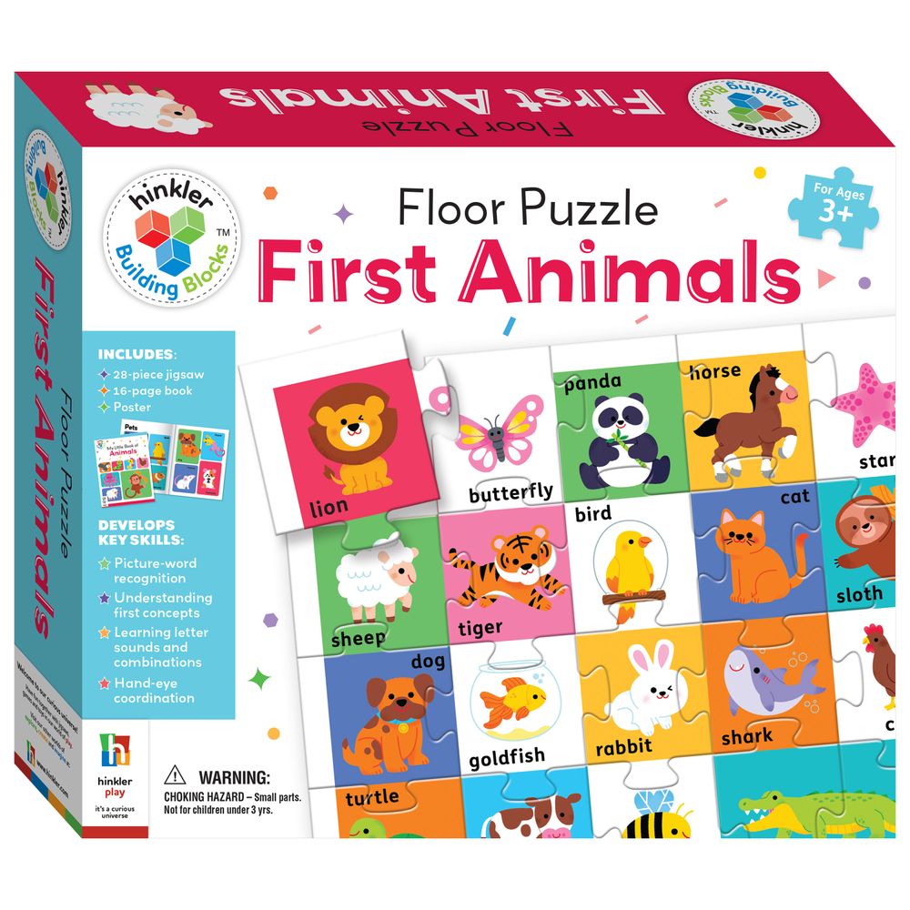 Hinkler - Floor Puzzle & Book Set - First Animals - 28 Pcs