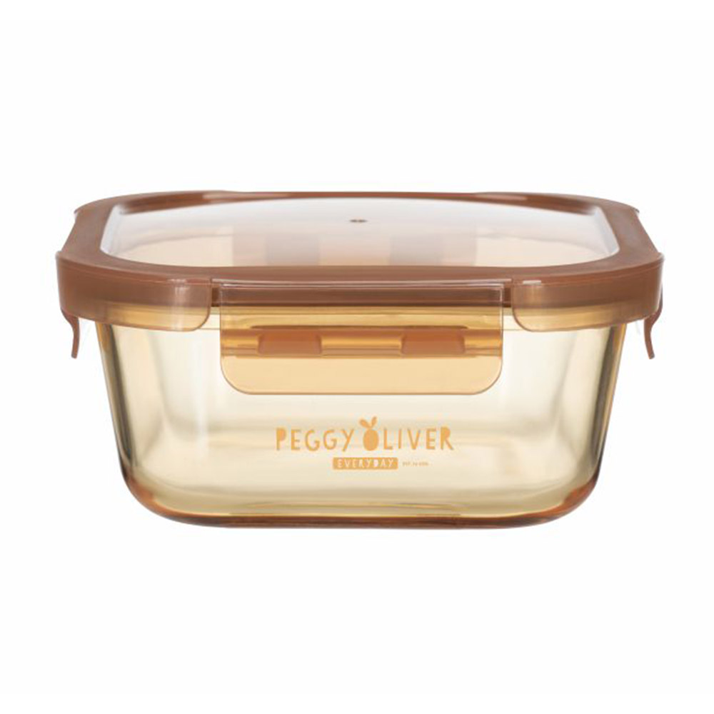 Peggy Oliver - Everyday Square Glass Food Container With PP Lid - Amber