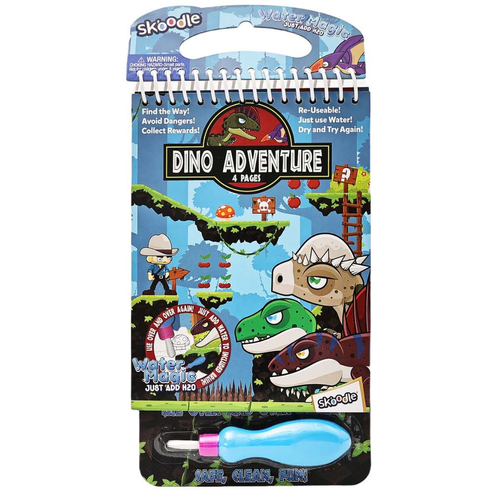 Skoodle Water Magic Activity Pad With Brush - Dino Adventure