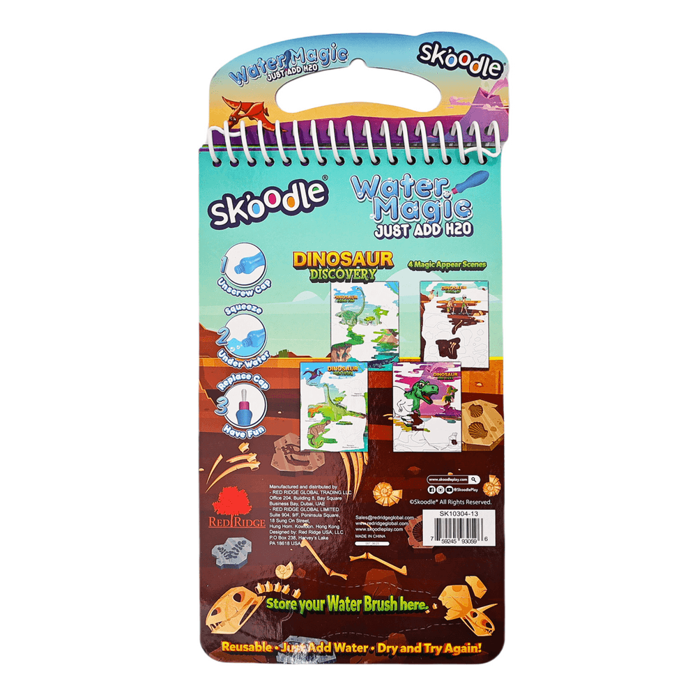 Skoodle Water Magic Activity Pad With Brush - Dinosaur Discovery