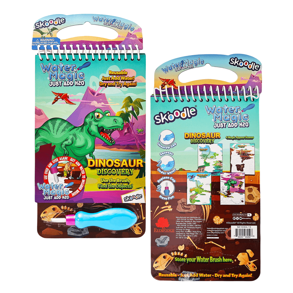 Skoodle Water Magic Activity Pad With Brush - Dinosaur Discovery