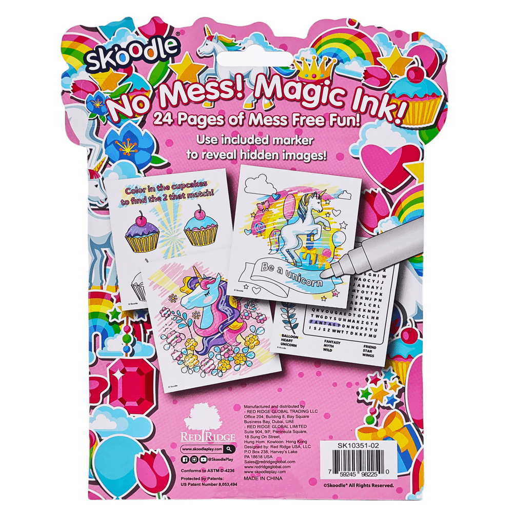 Skoodle Magic Ink Activity Book With Marker - Unicorn