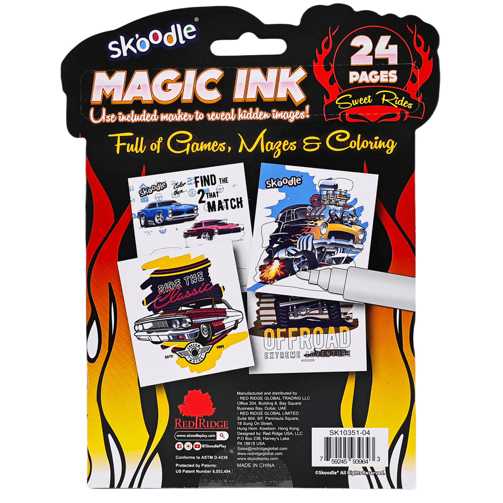 Skoodle Magic Ink Activity Book With Marker - Sweet Rides
