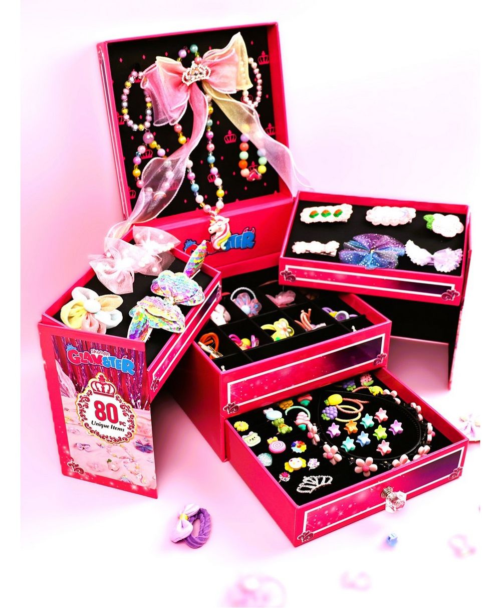 Skoodle - Glamster Hair Accessories With Travel Case Set - Multicolor - 80 Pcs