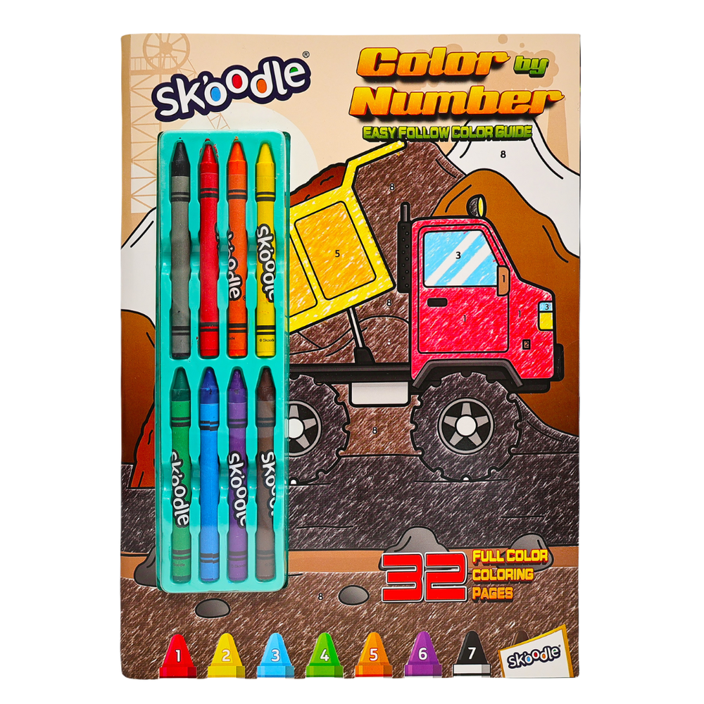 Skoodle - Color By Number Pages With 8 Crayons - Multicolor