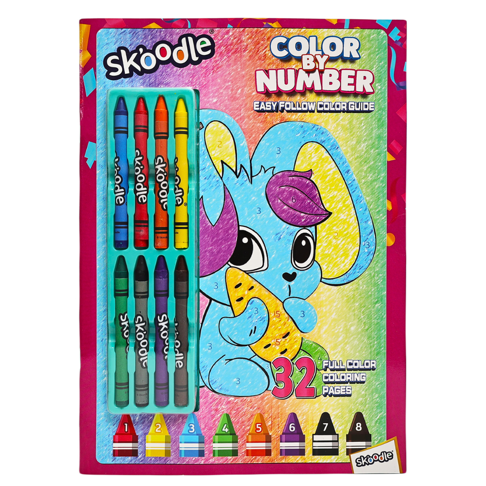 Skoodle - Color By Number With 8 Crayons Craft Kit - Multicolor