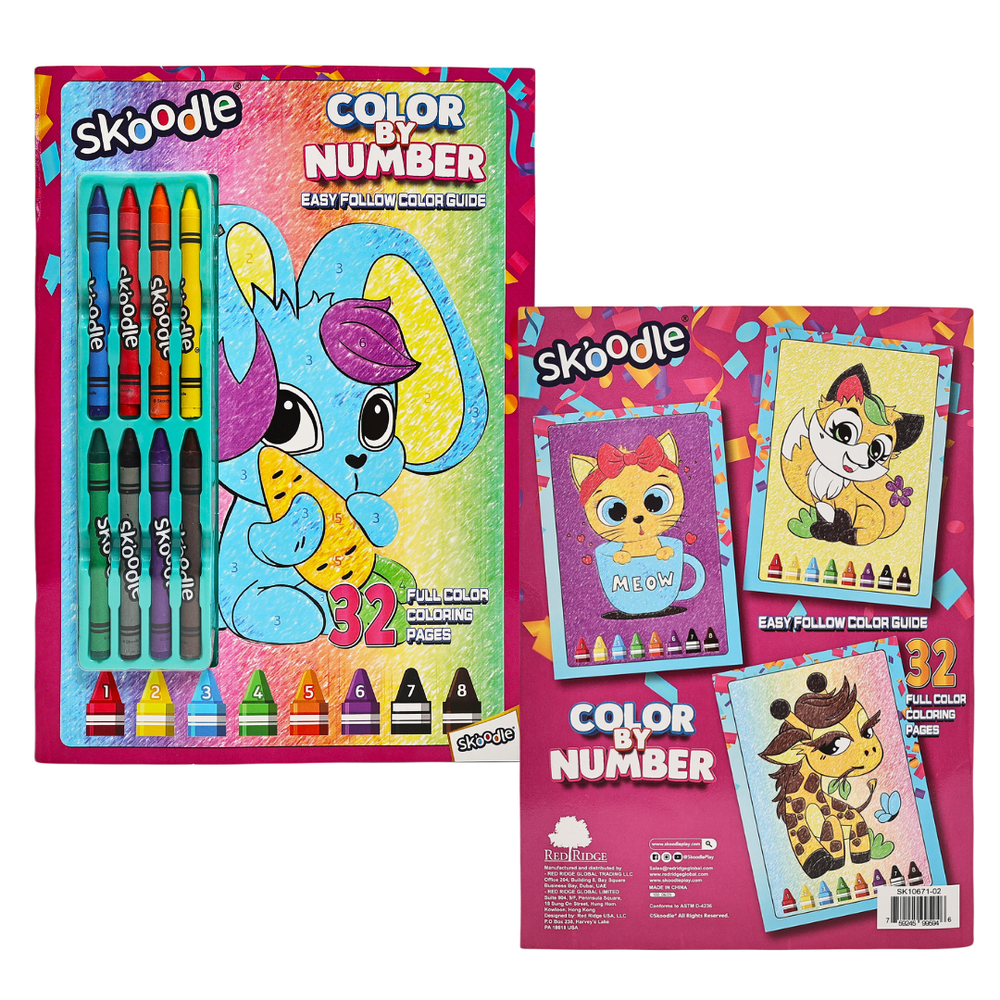Skoodle - Color By Number With 8 Crayons Craft Kit - Multicolor