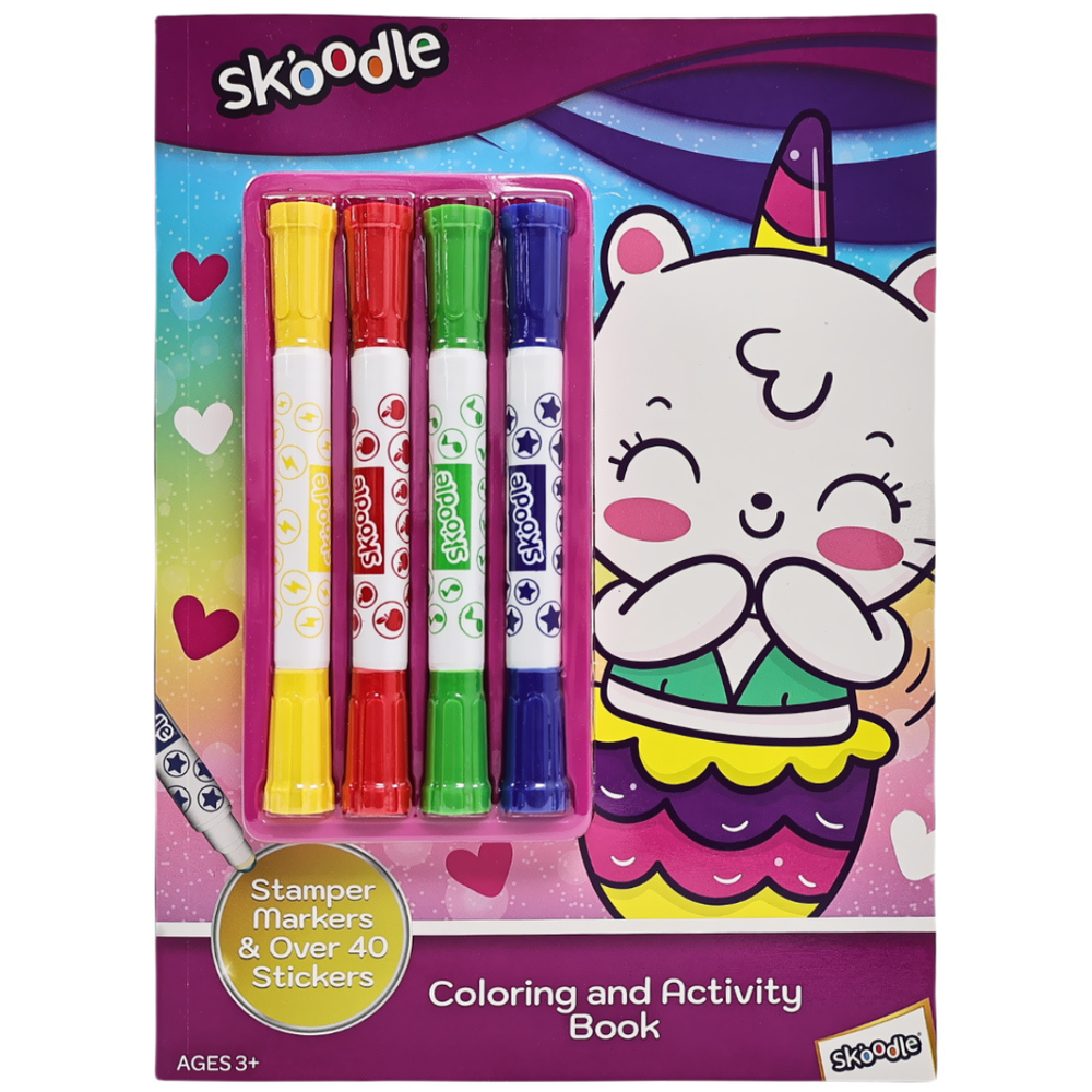 Skoodle - Coloring & Activity Book With 4 Stamper Markers - Multicolor