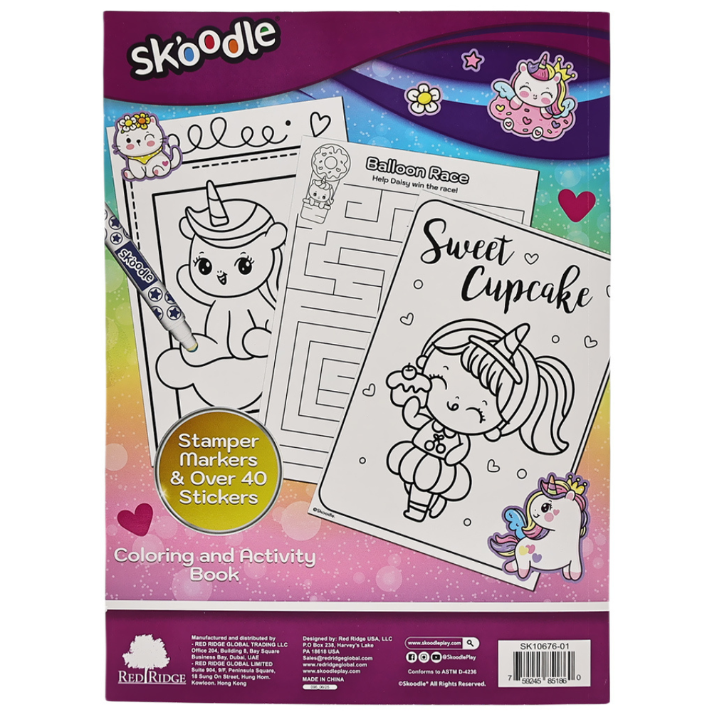 Skoodle - Coloring & Activity Book With 4 Stamper Markers - Multicolor