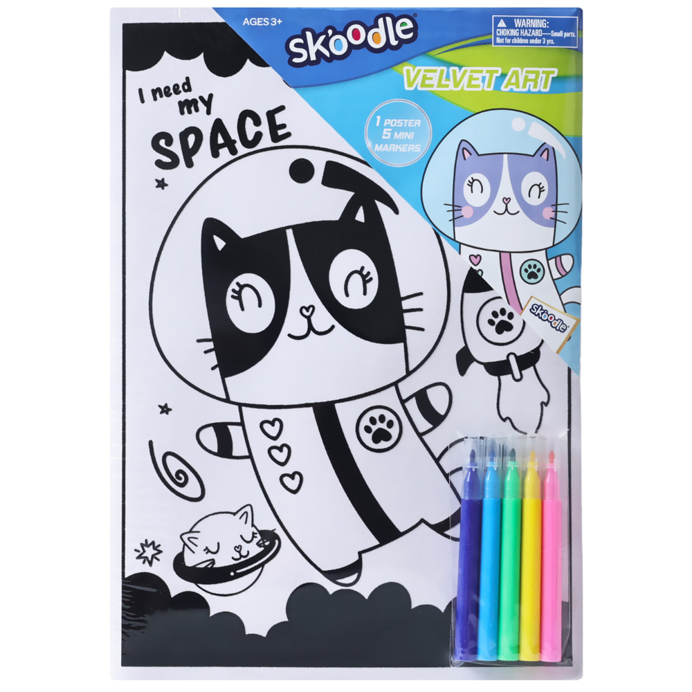Skoodle Velvet Art Poster With 5 Mini Marker Set - I Need My Space