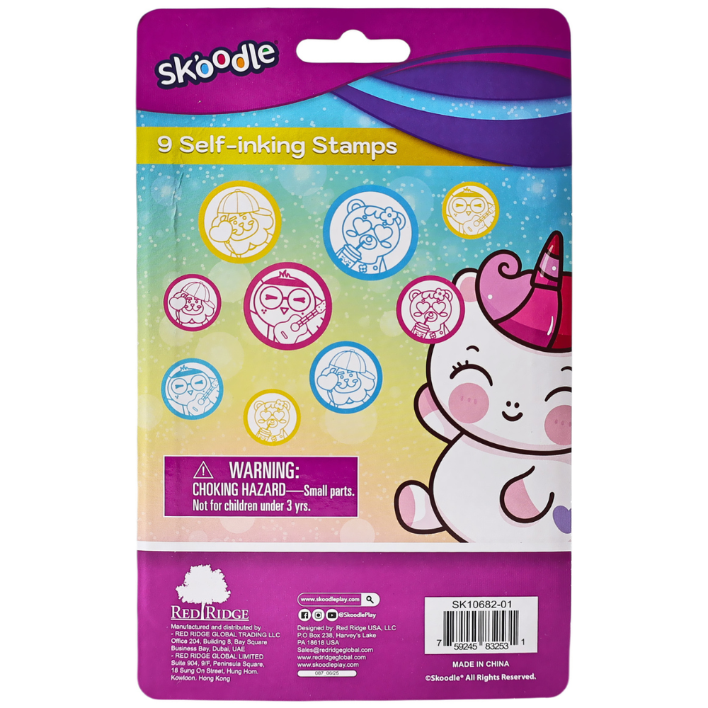 Skoodle - Self-Inking Activity Stamp Set - Multicolor - 9 Pcs