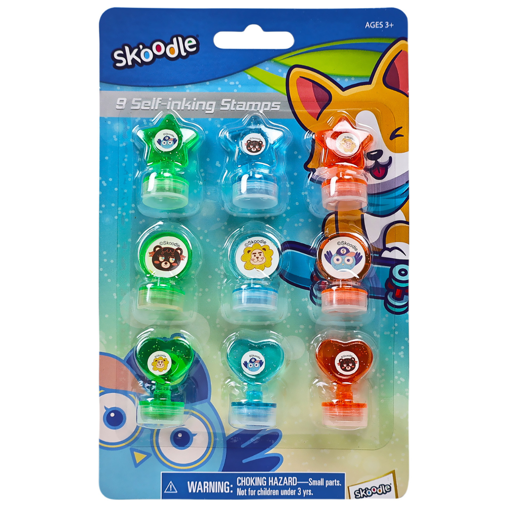 Skoodle - Self-Inking Stamp Set - Multicolor - 9 Pcs
