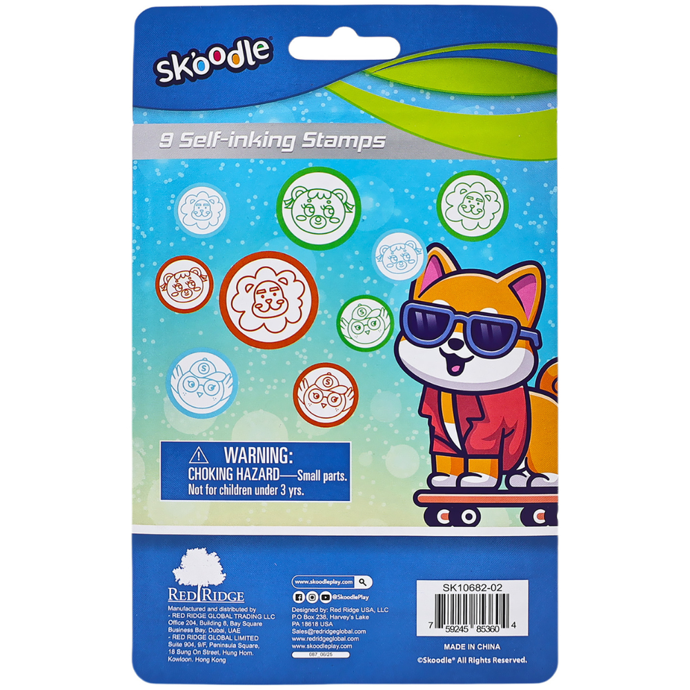 Skoodle - Self-Inking Stamp Set - Multicolor - 9 Pcs