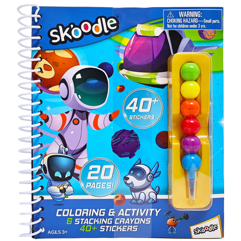 Skoodle - Coloring & Activity Book With 6 Stacking Crayons Art Kit - Multicolor