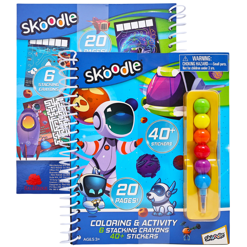 Skoodle - Coloring & Activity Book With 6 Stacking Crayons Art Kit - Multicolor