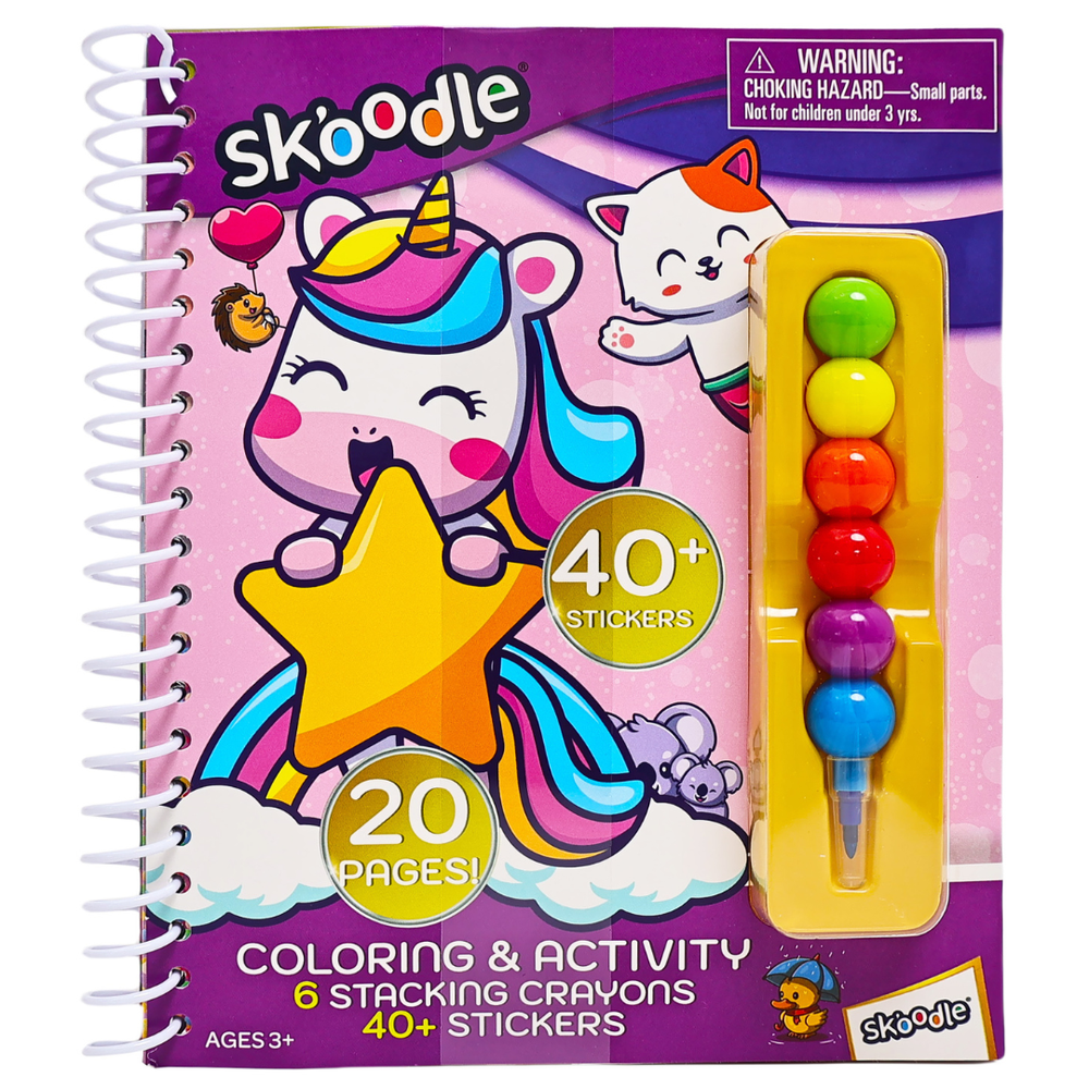 Skoodle - Coloring & Activity Book With 6 Stacking Crayons - Multicolor
